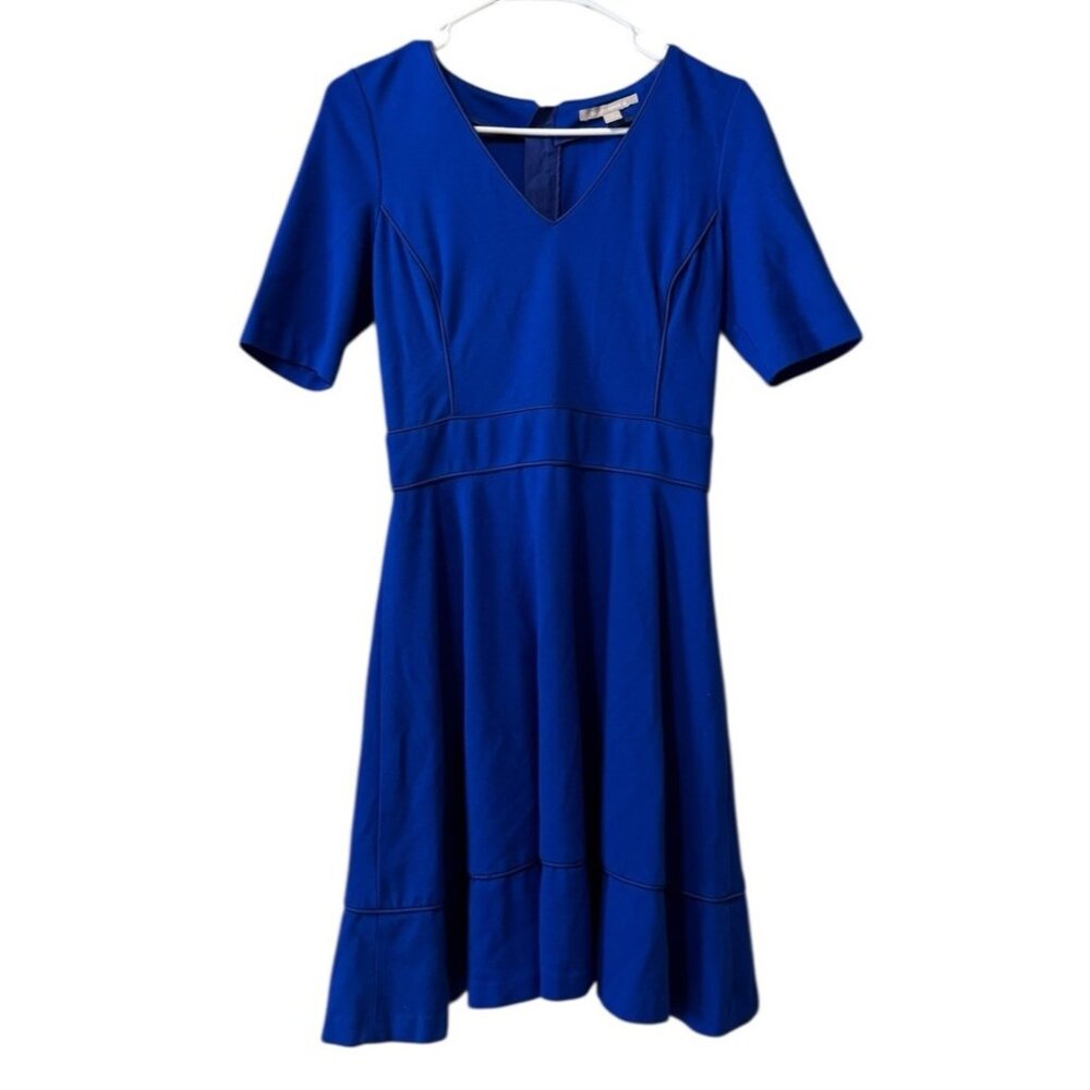 Banana Republic Women Size 4 Dress Fit & Flare Blue Zip Formal Skater Party City